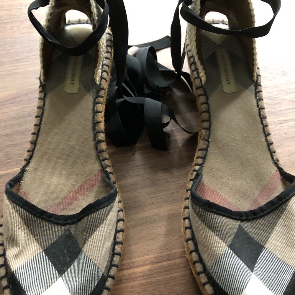 Burberry Espadrille Wedge Ankle Tie